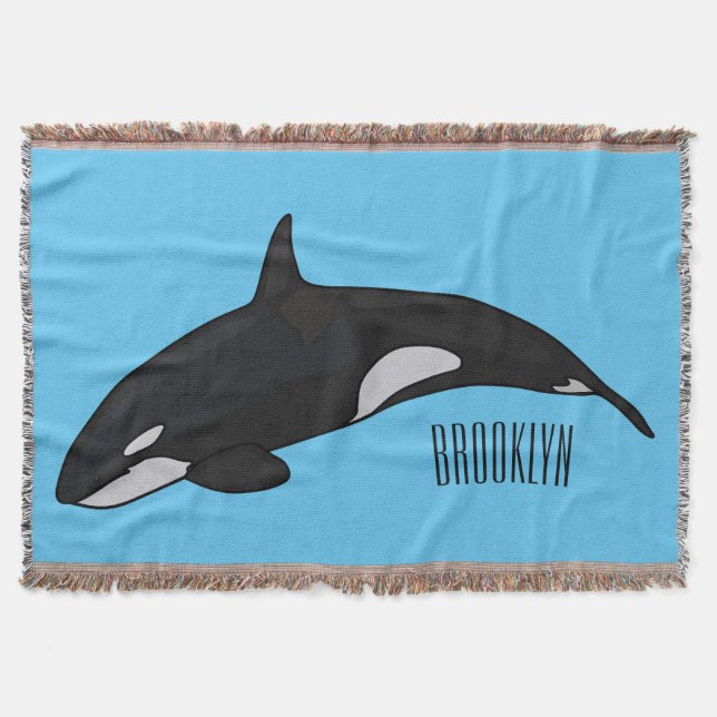 Killer whale cartoon illustration throw blanket (Front)