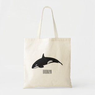 Killer whale cartoon illustration tote bag