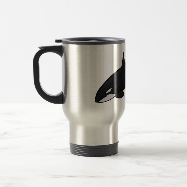 Killer whale cartoon illustration travel mug (Left)
