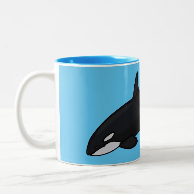 Killer whale cartoon illustration Two-Tone coffee mug (Left)