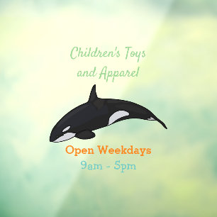 Killer whale cartoon illustration window cling