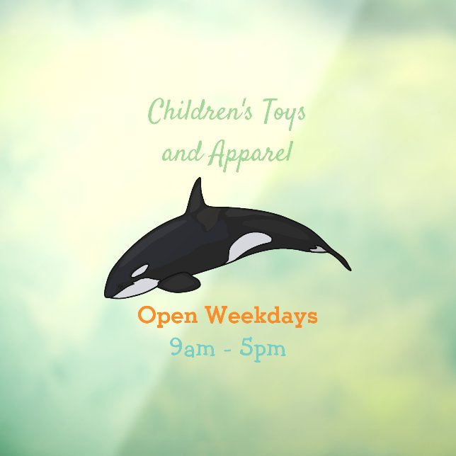 Killer whale cartoon illustration window cling (Sheet 3)