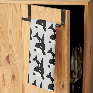 Killer Whale Design Any Colour Background Tea Towel
