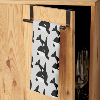 Killer Whale Design Any Colour Background Tea Towel