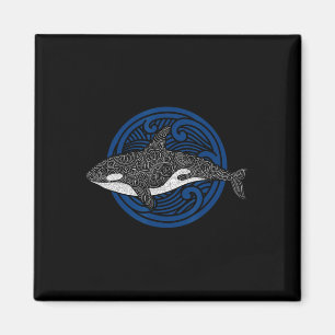 Killer Whale Design Ocean Waves Men Boys Kids Orca Magnet