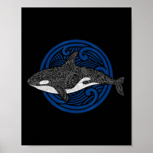 Killer Whale Design Ocean Waves Men Boys Kids Orca Poster