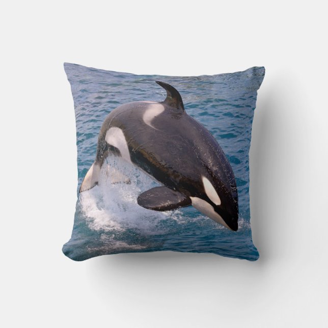 Killer whale jumping out of water  cushion (Front)