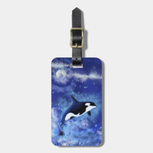 Killer Whale Luggage Tag Blue Full Moon