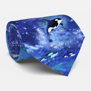 Killer Whale Ocean Blue Neck Tie