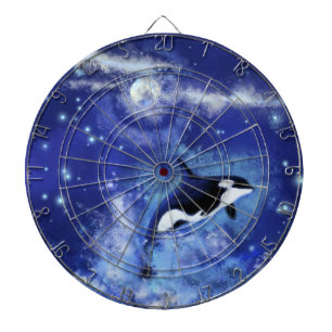 Killer Whale on Full Moon Dart Board - Blue