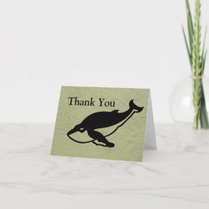 Killer Whale on Green Thank You Card