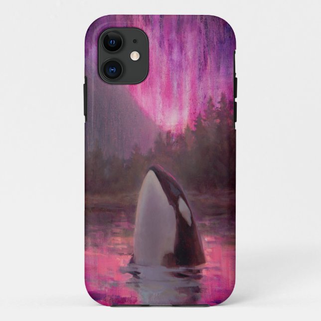 Killer Whale Orca and Northern Lights Phone Case (Back)