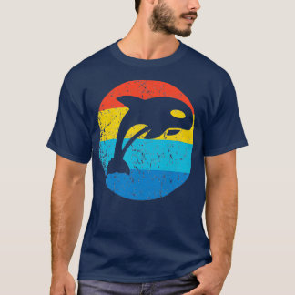 Killer Whale Orca Whale Retro 1970x27s Style Circl T-Shirt
