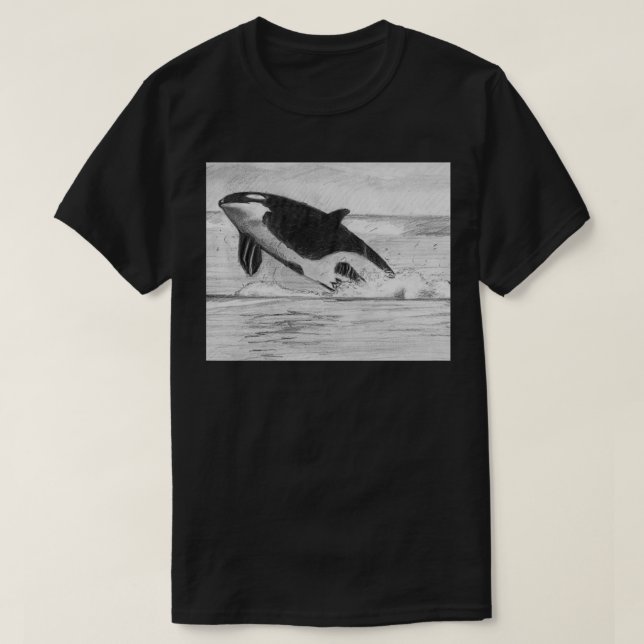 Killer Whale Pencil drawing Orca Save the Whale T-Shirt (Design Front)