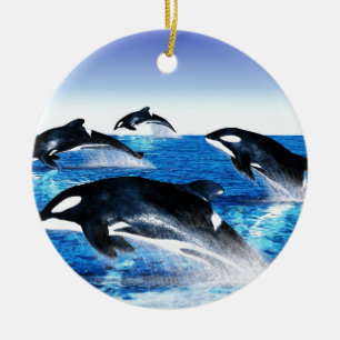 Killer Whale Pod Ceramic Tree Decoration