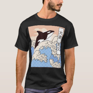 Killer Whale Riding The Greats Wave Orca Japanese T-Shirt