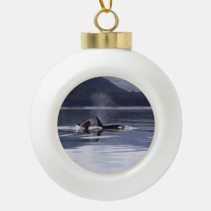 Killer Whales Ceramic Ball Christmas Ornament