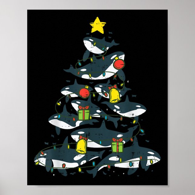 Killer Whales Christmas Tree Xmas Orca Women Men B Poster (Front)