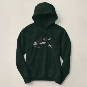 Killer Whales Embroidered Hoodie