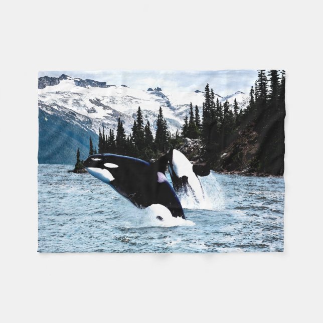 Killer Whales Fleece Blanket (Front (Horizontal))