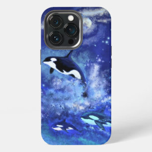 Killer Whales on Full Moon Blue iPhone 13 Pro Case