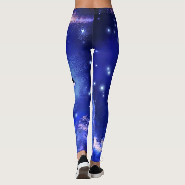 Killer Whales on Full Moon Blue Night Leggings (Back)