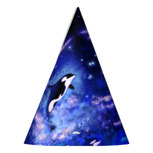 Killer Whales on Full Moon Party Hat - Painting