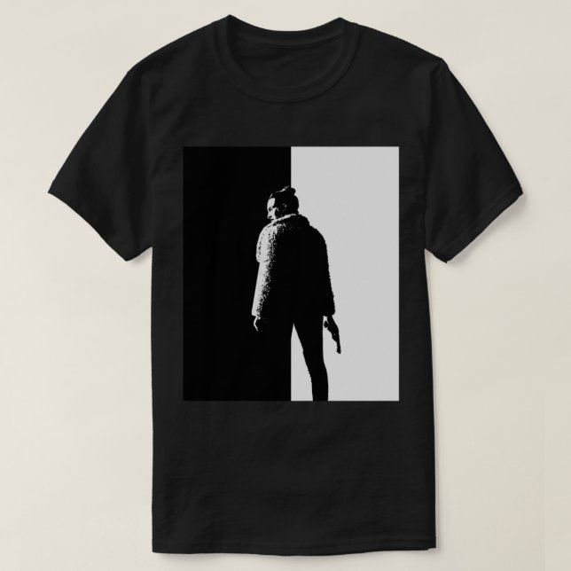Killing Eve Simple Black and White Figure   T-Shirt (Design Front)