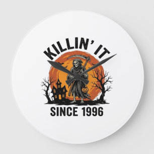 Killing It Since 1996 Vintage Halloween Reaper Des Large Clock