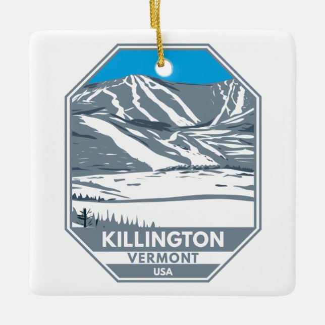 Killington Ski Area Winter Vermont Ceramic Ornament (Front)