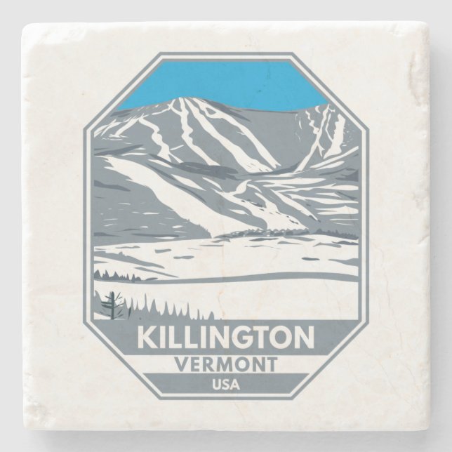 Killington Ski Area Winter Vermont Stone Coaster (Front)