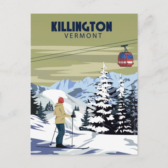 Killington Ski Area Winter Vermont Vintage Postcard (Front)