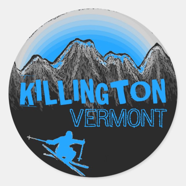 Killington Vermont blue skier stickers (Front)