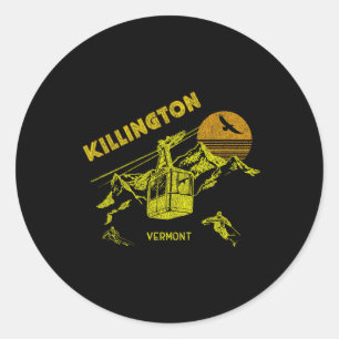 Killington Vermont Distressed Retro Skiing Tee Classic Round Sticker