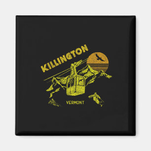 Killington Vermont Distressed Retro Skiing Tee Magnet