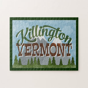 Killington Vermont Fun Retro Snowy Mountains Jigsaw Puzzle