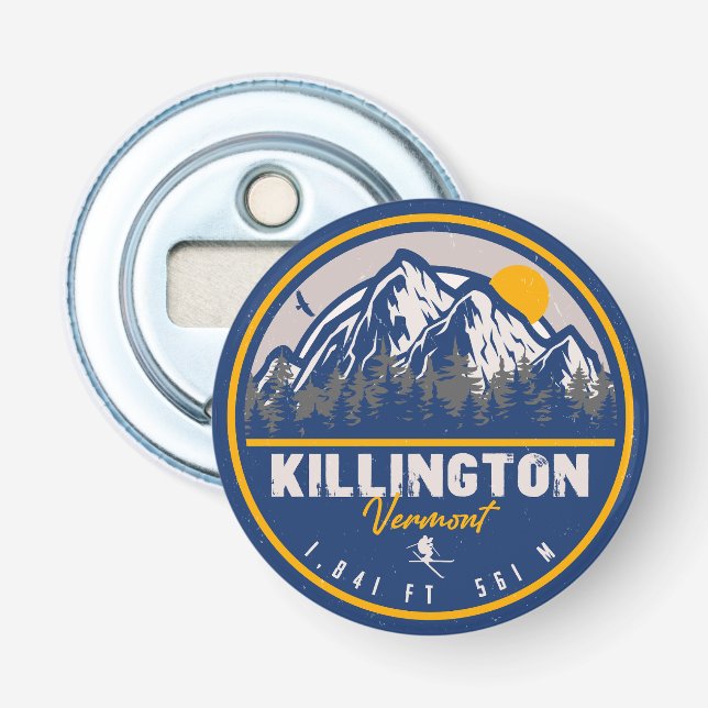 Killington Vermont Retro Sunset Ski Souvenirs 80s Bottle Opener (Front)