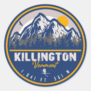 Killington Vermont Retro Sunset Ski Souvenirs Classic Round Sticker