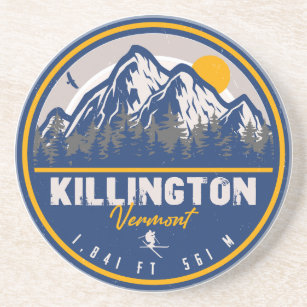 Killington Vermont Retro Sunset Ski Souvenirs Coaster