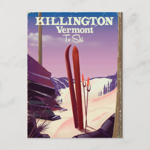 Killington, Vermont Ski travel print. Postcard