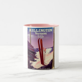 Killington, Vermont Ski travel print. Two-Tone Coffee Mug