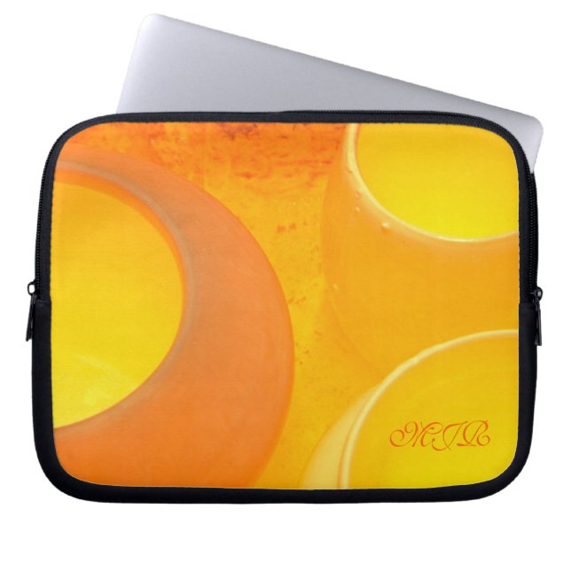 Kiln-fired ceramic pots cooling from white hot laptop sleeve (Front)