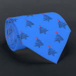 Kilowatt Christmas Tree Bright Blue Two-sided Tie<br><div class="desc">Ocean blue with navy and red colorway.  Inspired by the retro advertising icon from the forties,  this Christmas tree design is a fun holiday design for a necktie. These designs come in several colorways.</div>