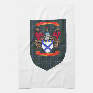 Kilpatrick Crest on Douglas Tartan Shield Tea Towel