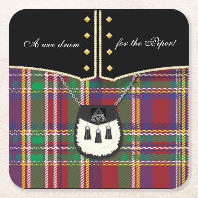 Kilt Square Paper Coaster (Front)