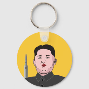 Kim Jong-un and Nuclear Missile Pop Art Key Ring