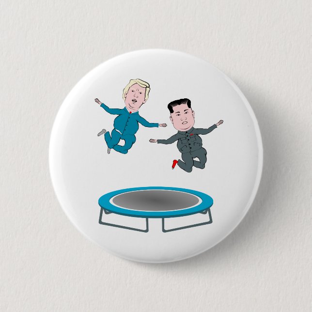 Kim Jong Un and President Trump Trampolone 6 Cm Round Badge (Front)