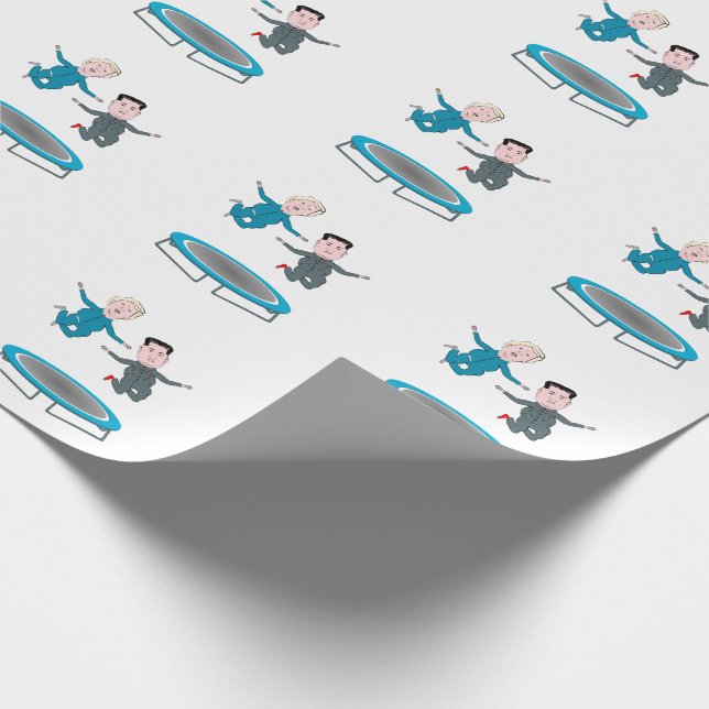 Kim Jong Un and President Trump Trampolone Wrapping Paper (Corner)