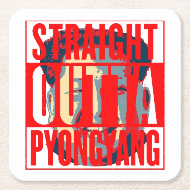 Kim Jong-un North Korea Thug Square Paper Coaster (Front)