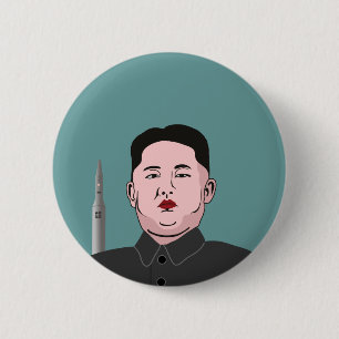 Kim Jong-un & nuclear missile 6 Cm Round Badge